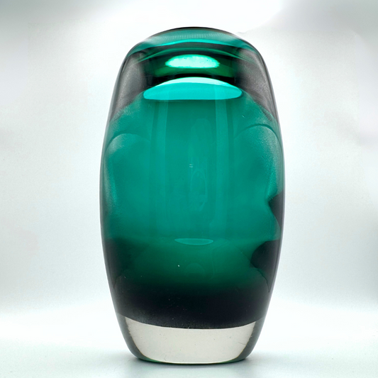 Whitefriars #9587 Cased Green Glass Ovoid Vase