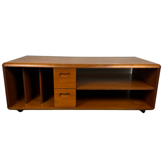 Mid Century Meredew Teak Coffee Table / Vinyl, Media Storage Unit