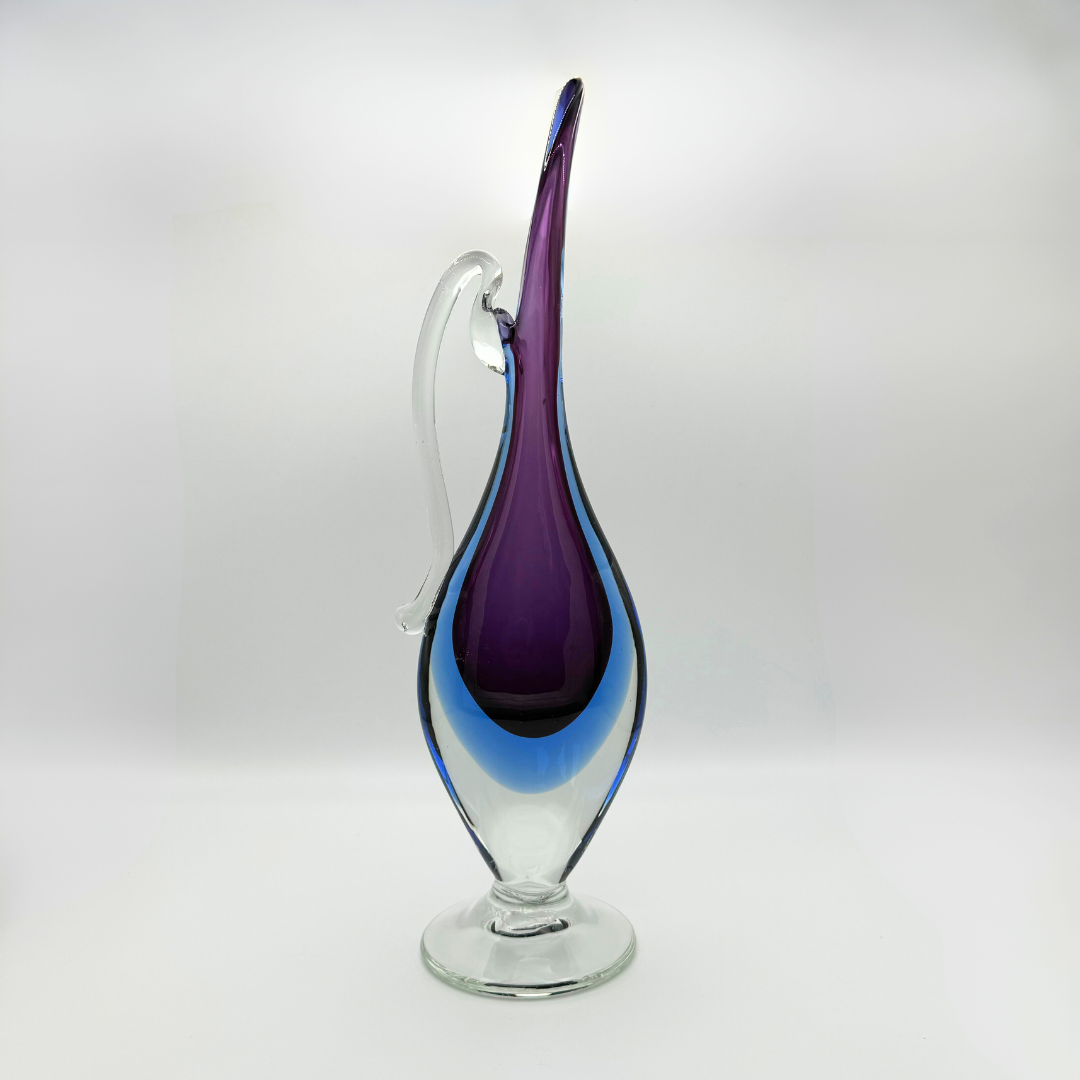 Mid Century Purple & Blue Murano Sommersol Footed Carafe Attributed to Mandruzzato