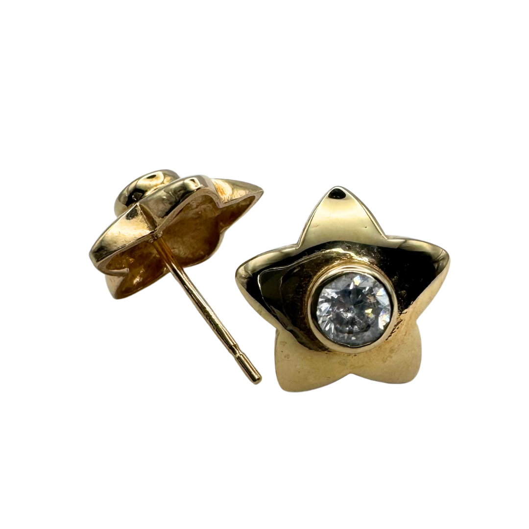 9ct Gold Star CZ Stud Earrings