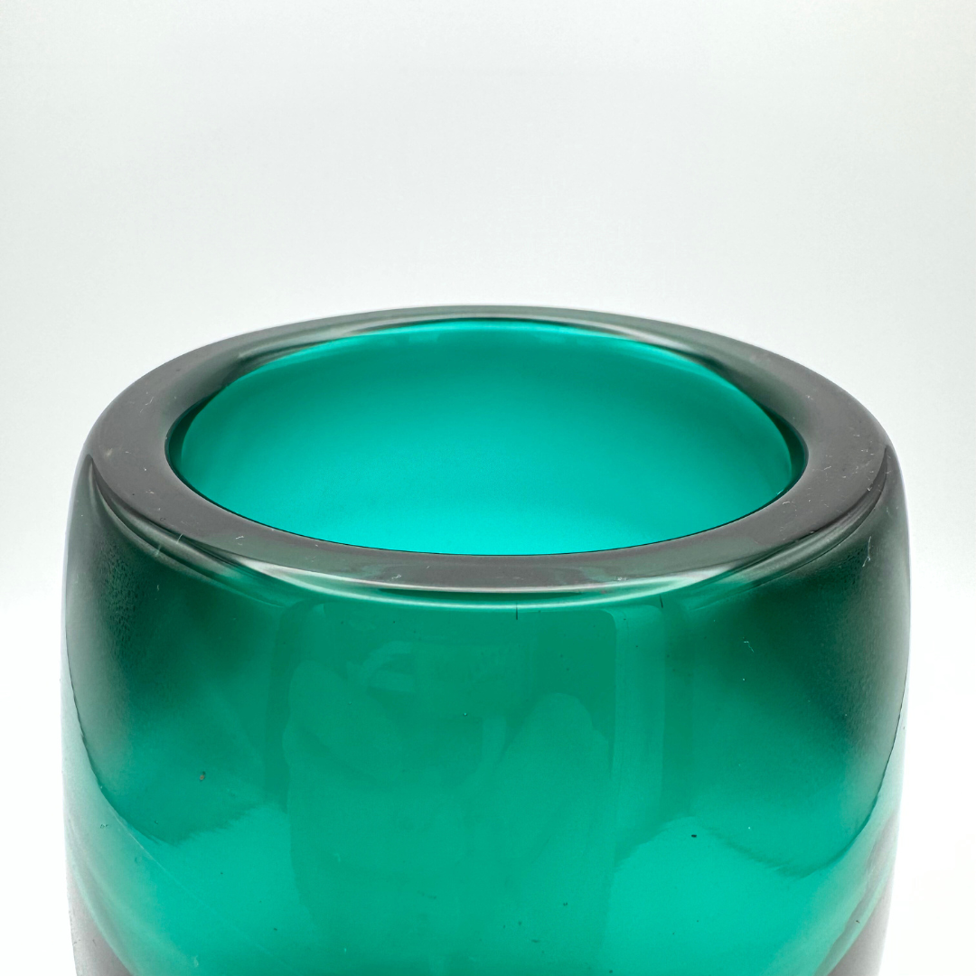 Whitefriars #9587 Cased Green Glass Ovoid Vase