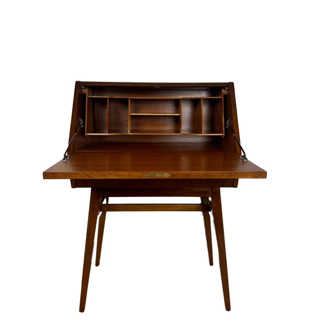 Vintage Beautility Walnut and Teak Secretary Desk