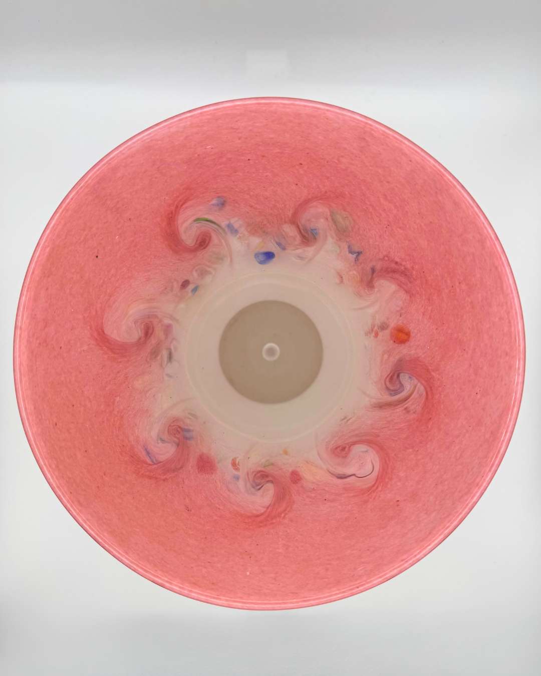 Strathearn V022 White & Pink 7½" Vase with Molten Murriles, 1960s/70s