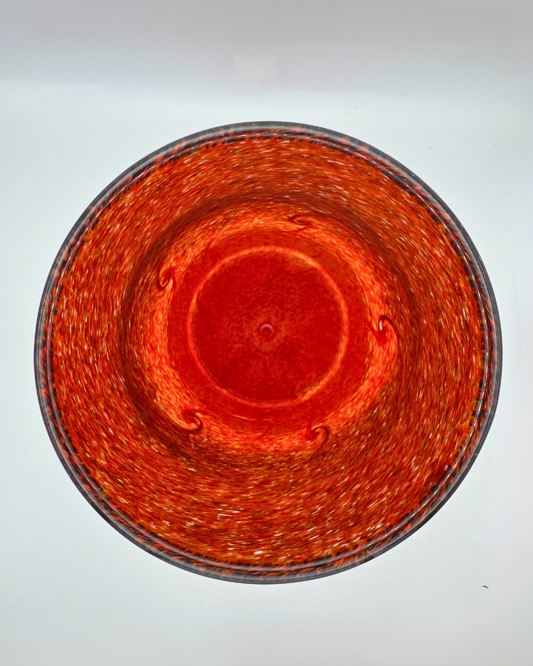 Strathearn V018 Black & Red 9" Vase with Molten Swirl, 1960s/70s