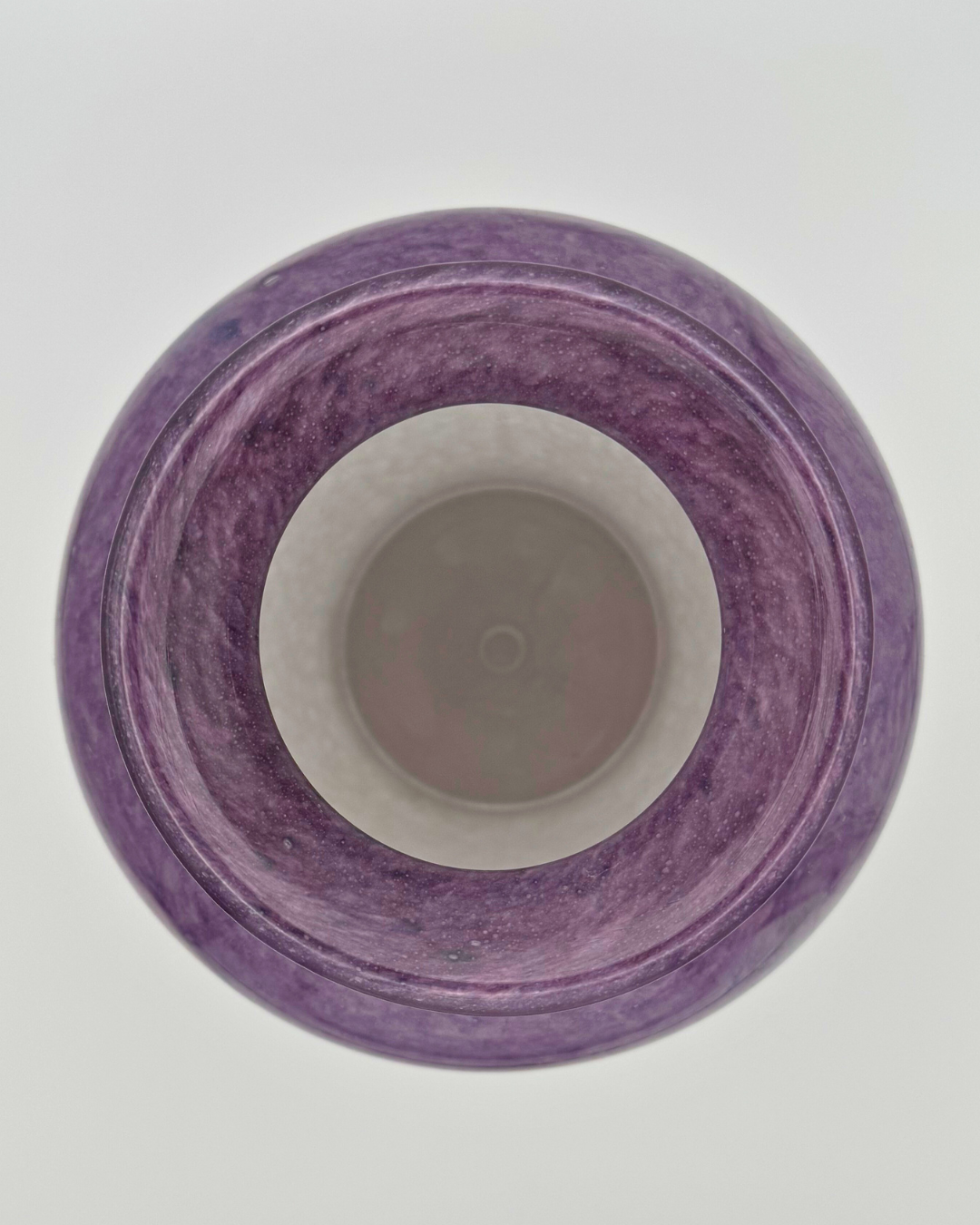 Vasart Signed V020 Purple & White 6½" Vase with Molten Swirl, 1940s/50s