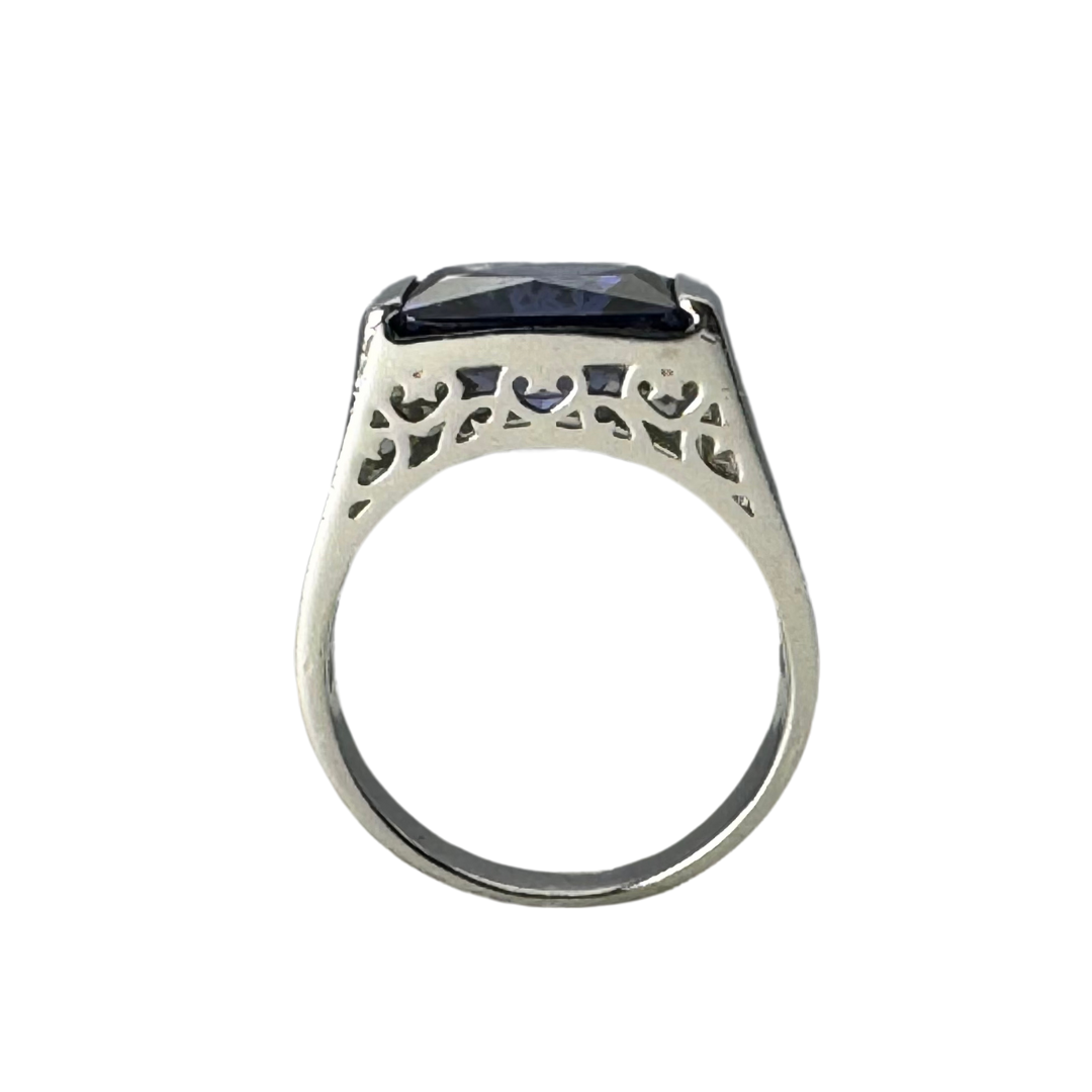 Lab Grown Sapphire Sterling Silver filigree Ring