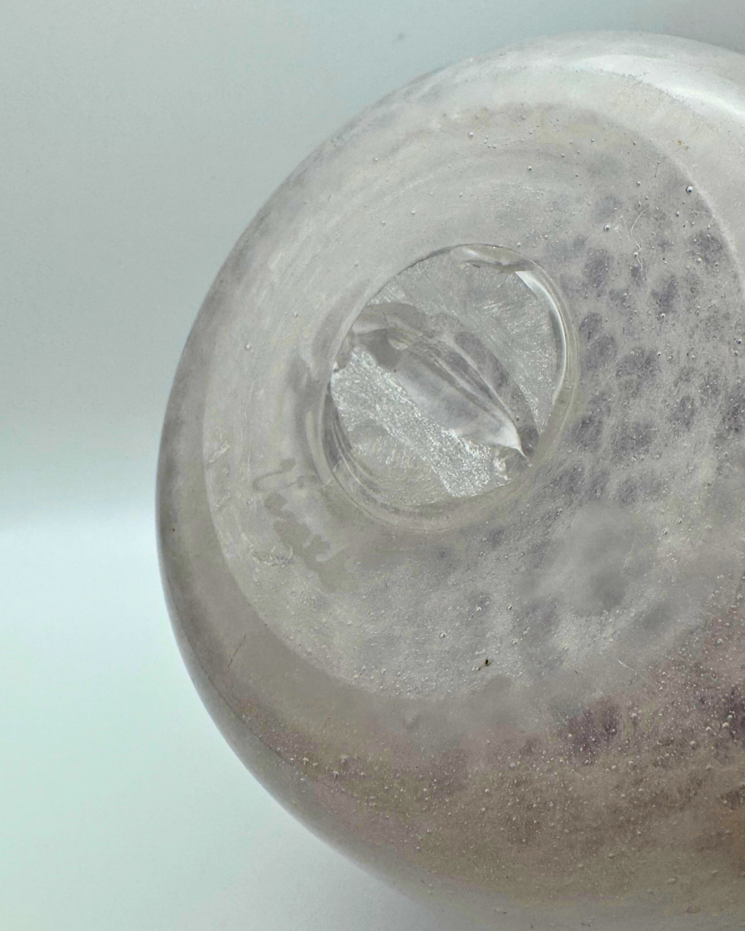 Vasart Signed V020 Purple & White 6½" Vase with Molten Swirl, 1940s/50s