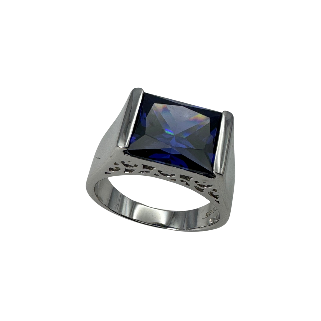 Lab Grown Sapphire Sterling Silver filigree Ring