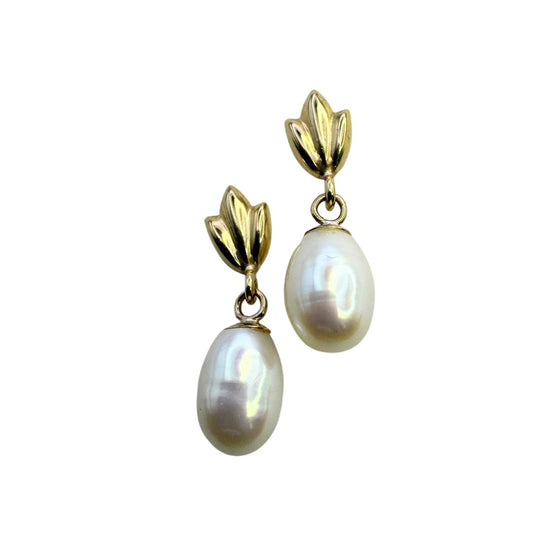 Vintage Freshwater Pearl Gold-Tone Drop Earrings