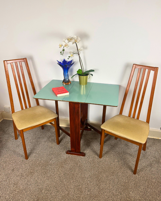Mid-Century Drop-Leaf Gateleg Dining Table with Green-Blue Formica Top, c.1960s