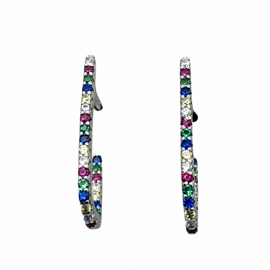 Sterling Silver Earrings set with Multicolour Cubic Zirconia