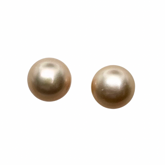 Ivory Cultured Pearl Stud Earrings Set in Sterling Silver